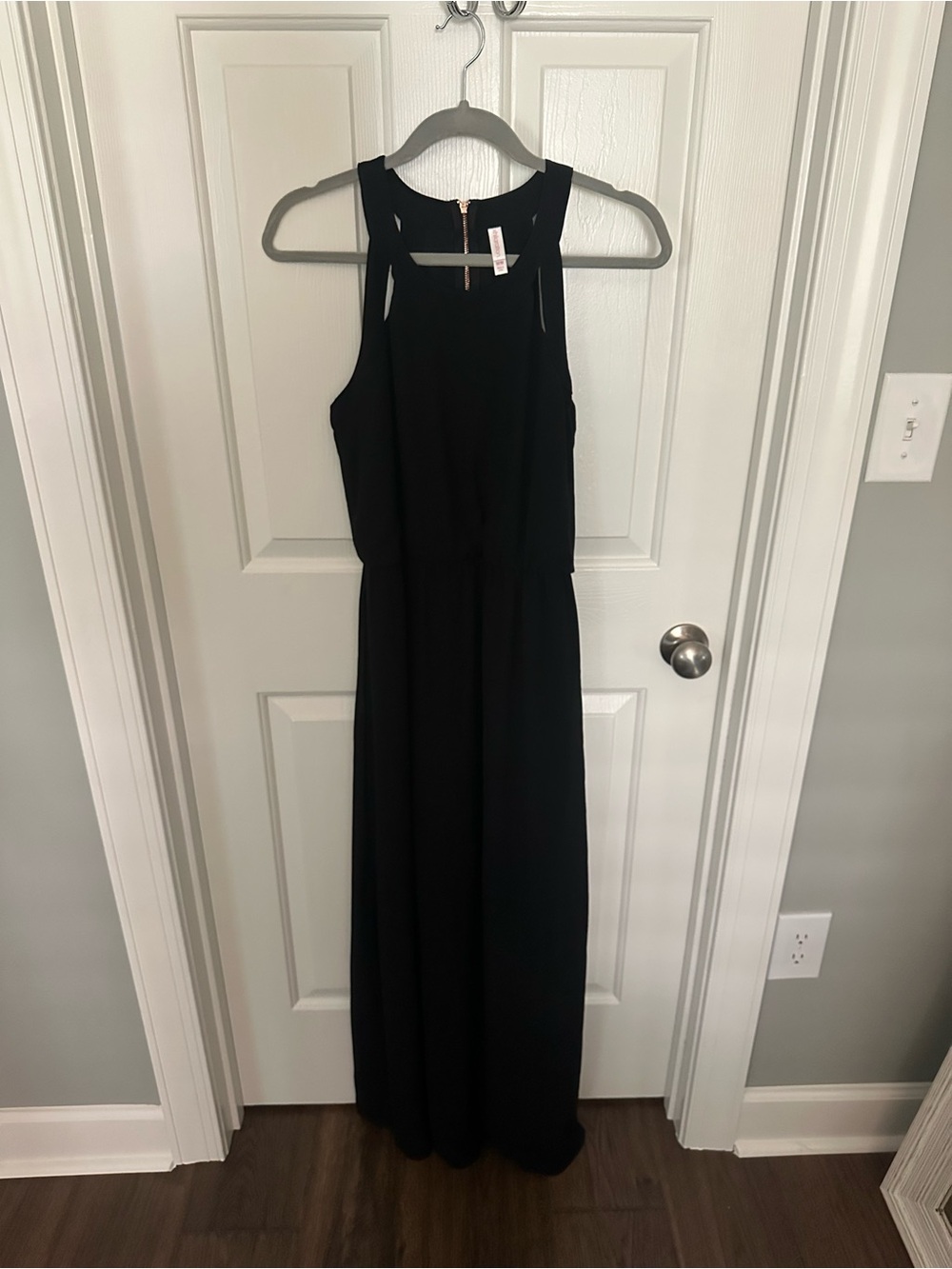 Xhilaration Black Maxi Dress with Racerback and Mesh Lower Half - Size Medium